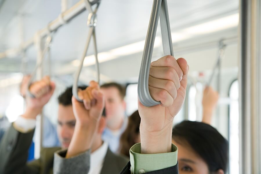 commuters on light rail